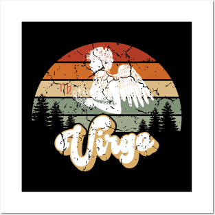 Virgo Zodiac Sign - Distressed Retro Sunset Posters and Art